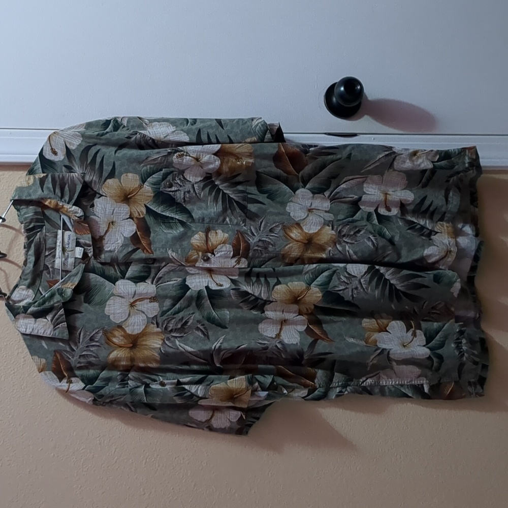 Island Shores Mens Button Up Shirt L Short Sleeve Hawaiian Tropical